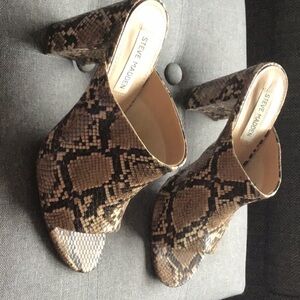 Steve Madden Brown Snakeskin Mules